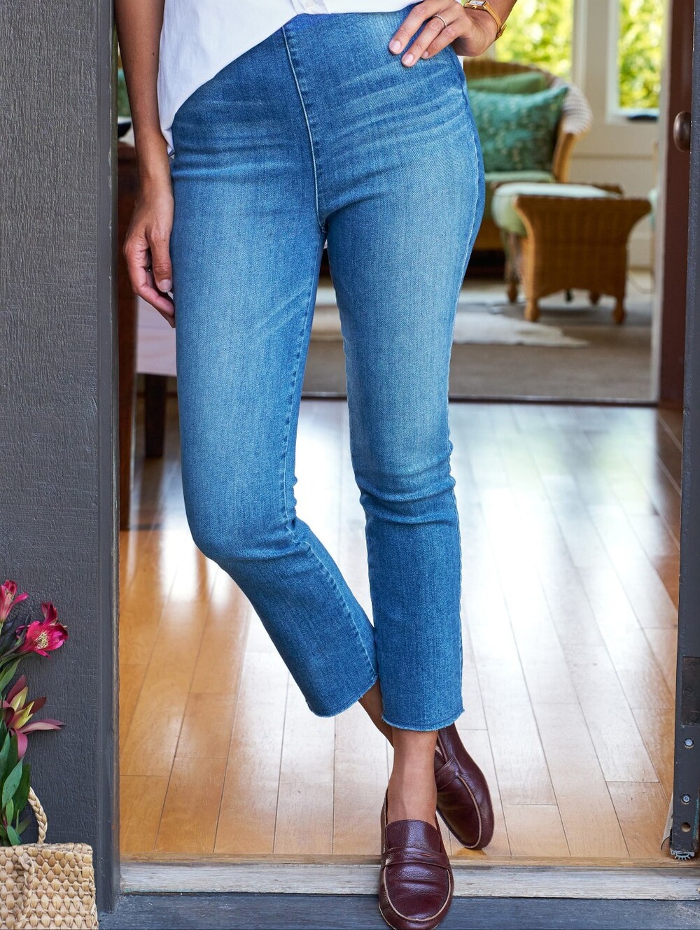 Frank & Eileen Raw Hem Pull On Jeans Derry Illusion Size 31